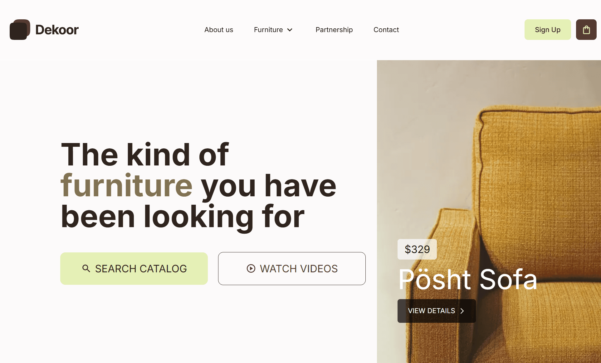 Dekoor e-commerce homepage