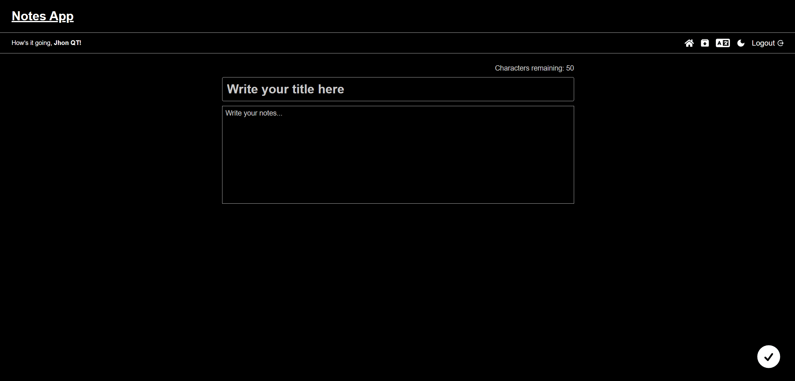 Notes App responsive mobile screen