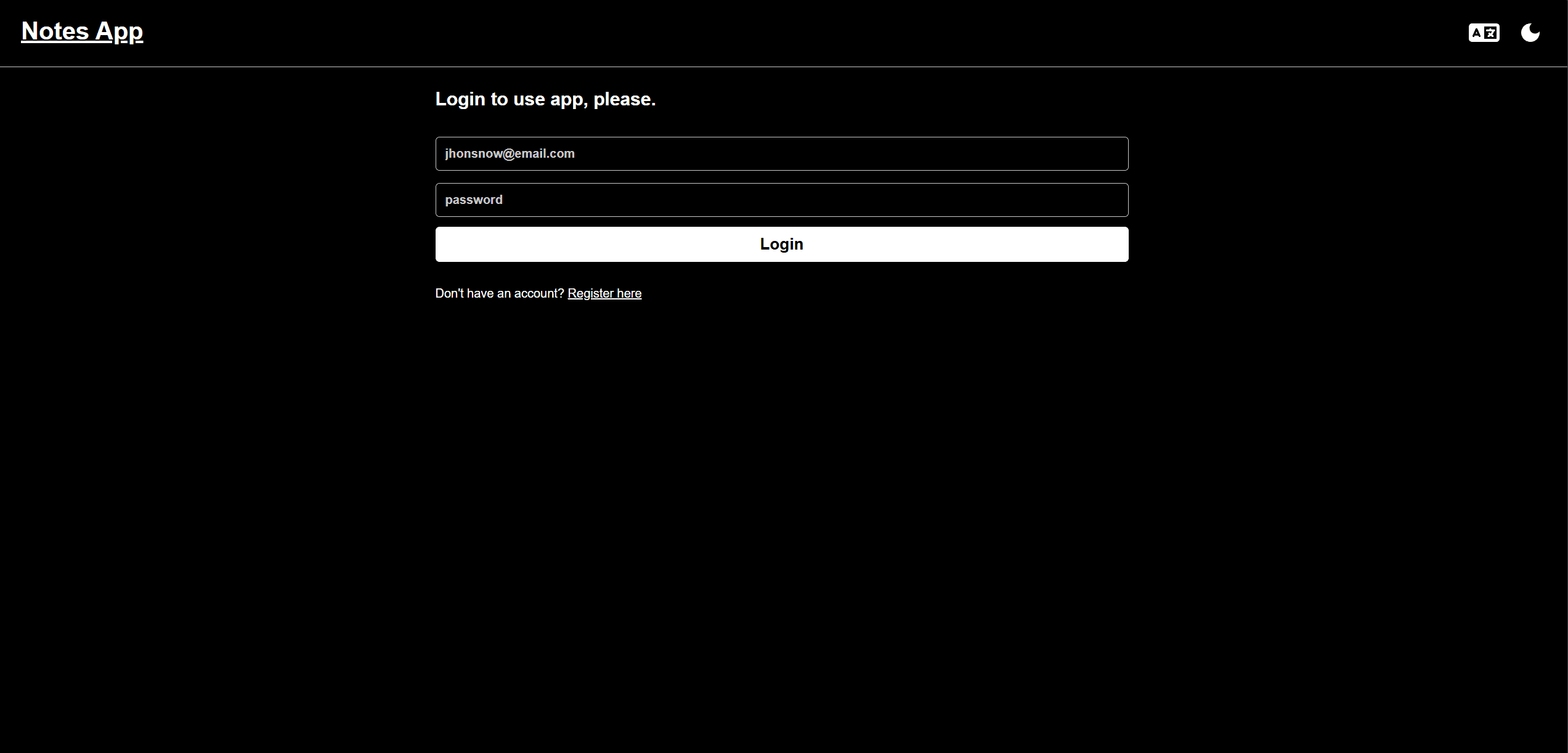 Notes App list screen