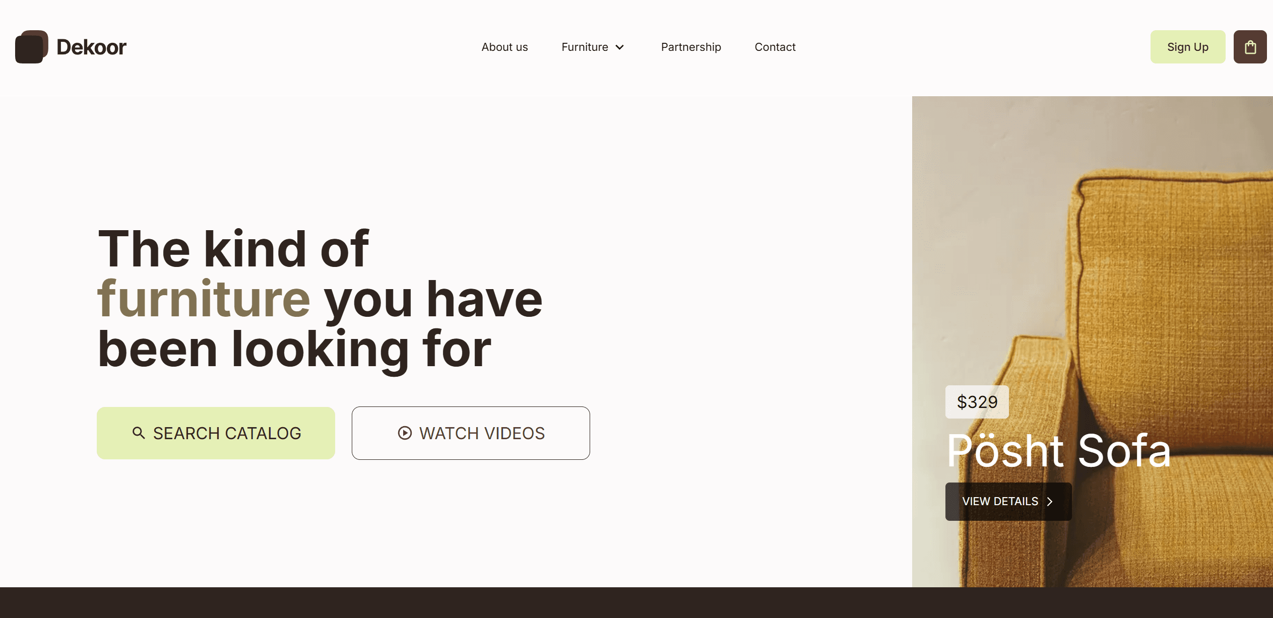 Dekoor homepage screen