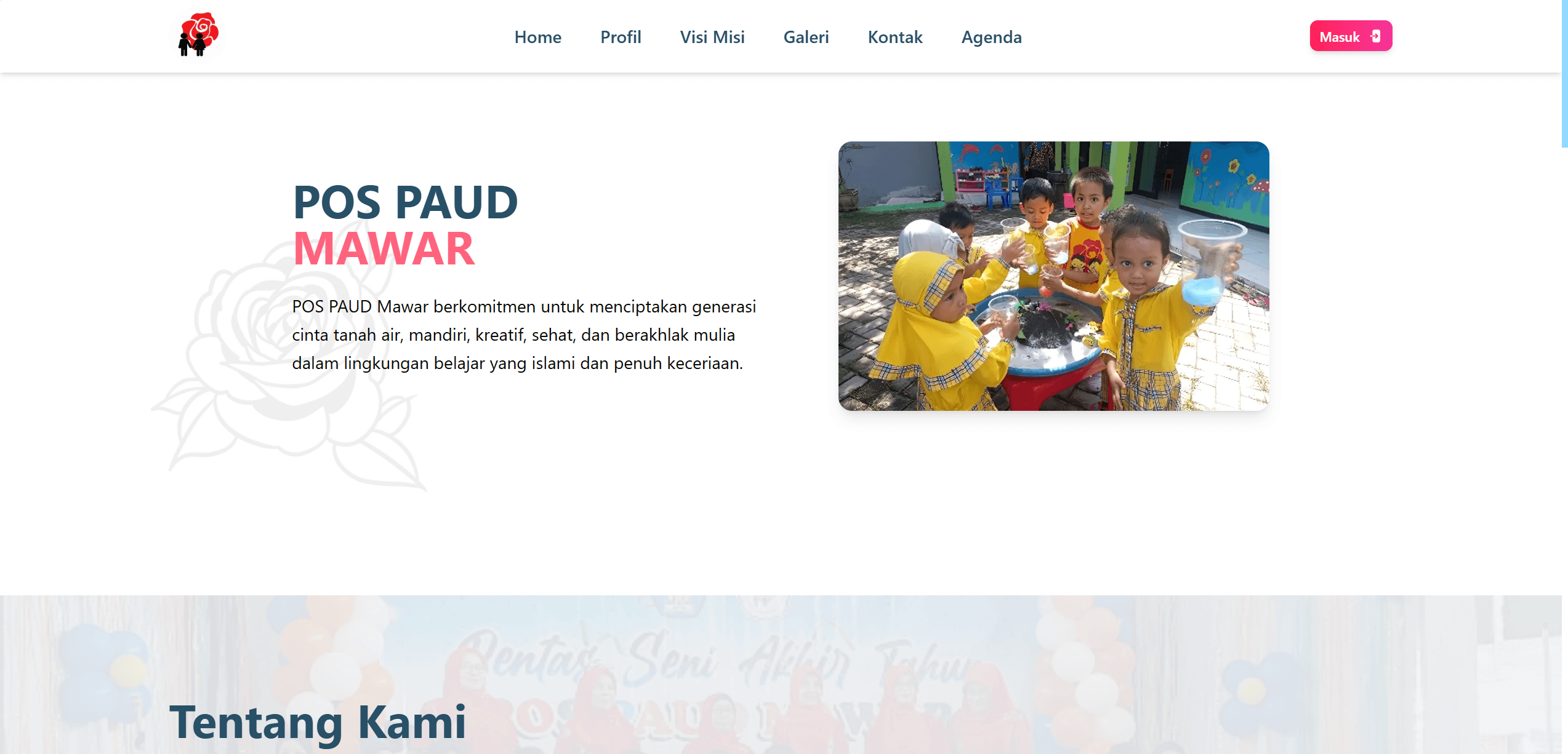 PAUD Connect dashboard screen